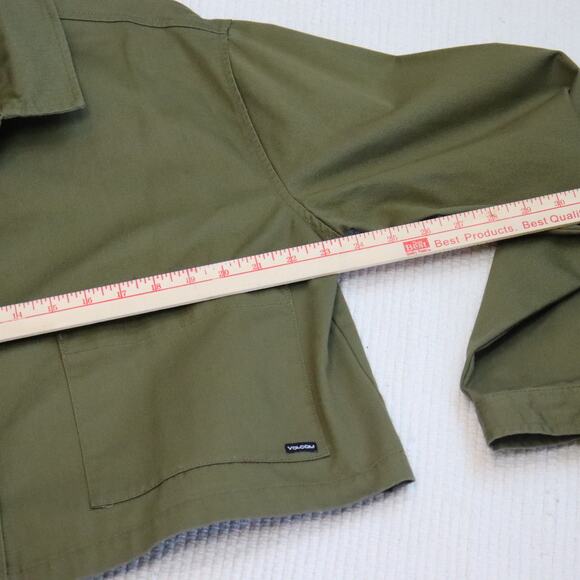 Volcom Olive Green Cropped Jacket Size L - Picture 5 of 6